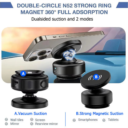 X9C Car Magnetic Vacuum Phone Holder 360° Swivel Wireless Charging Bracket Dashboard Support GPS in Car for Iphone 14 15 Samsung